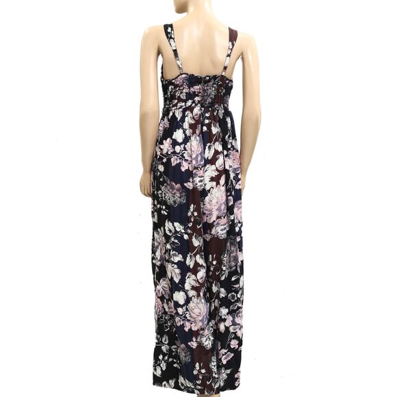Free People Melrose Wide Leg Jumpsuit Floral Printed Ruched Black S New 282870 - Picture 7 of 9